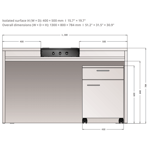 Accurion Active Vibration Isolation ICSI Table Dimensions