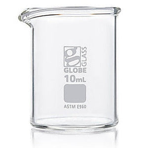 Beaker, Globe Glass, Low Form Griffin Style 10ml